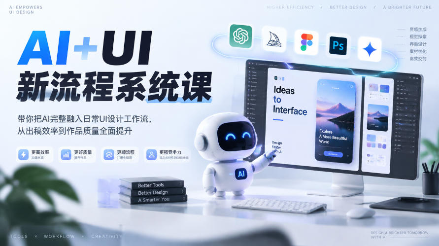 【无水印】AI+UI新流程系统课，带你把AI完整融入日常UI设计工作流，从出稿效率到作品质量全面提升（2026第4期）-九节课