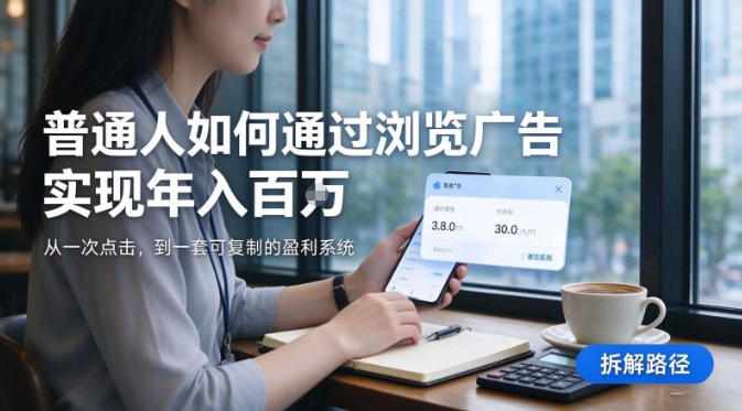 2026最新技术，24小时全自动浏览广告，全网独家项目，单台设备日入200+新手小白可快速上手，支持实地学习实地考察【揭秘】-九节课