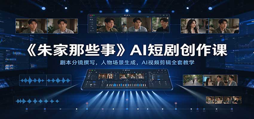 《朱家那些事》AI短剧创作课：剧本分镜撰写，人物场景生成，AI视频剪辑全套教学-九节课