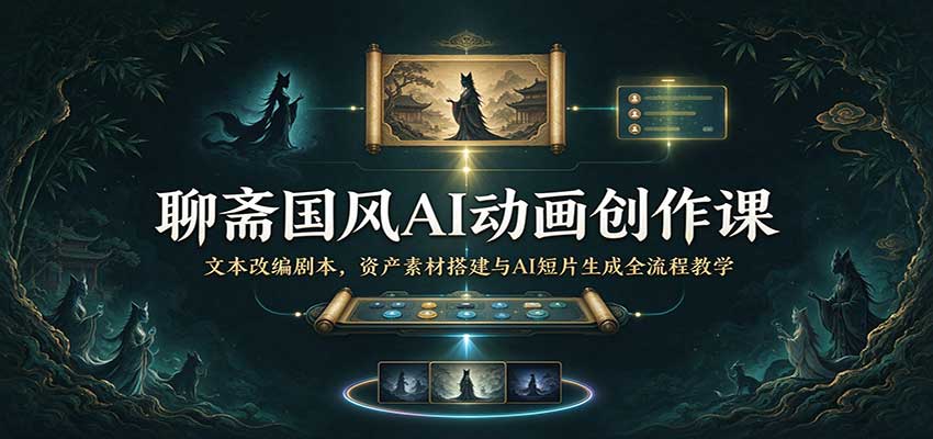 聊斋国风AI动画创作课：文本改编剧本，资产素材搭建与AI短片生成全流程教学-九节课