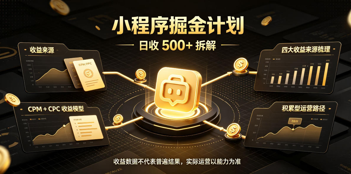 小程序推广计划，日收500+，腾讯官方打款，客户留存率高，收益长期稳定【揭秘】-九节课