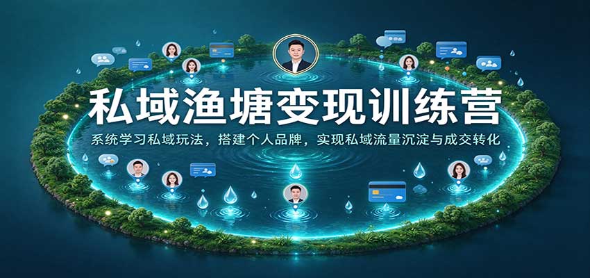 私域渔塘变现训练营：系统学习私域玩法，搭建个人品牌，实现私域流量沉淀与成交转化-九节课