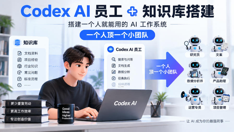 Codex AI员工+知识库搭建，搭建一个人就能用的AI工作系统，一个人顶一个小团队-九节课