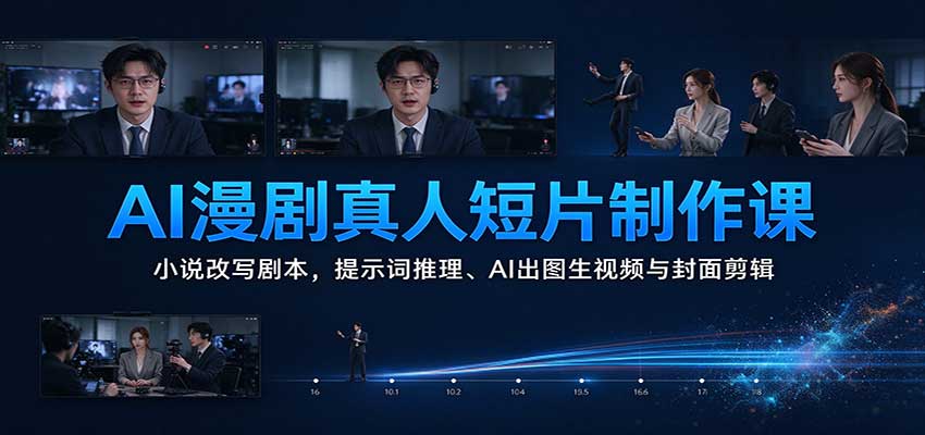 AI漫剧真人短片制作课：小说改写剧本，提示词推理、AI出图生视频与封面剪辑-九节课