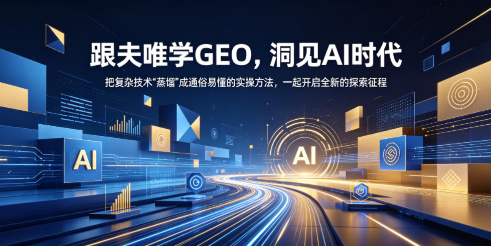 跟夫唯学GEO，洞见AI时代，把复杂技术“蒸馏”成通俗易懂的实操方法，一起开启全新的探索征程（更新26年10月）-九节课