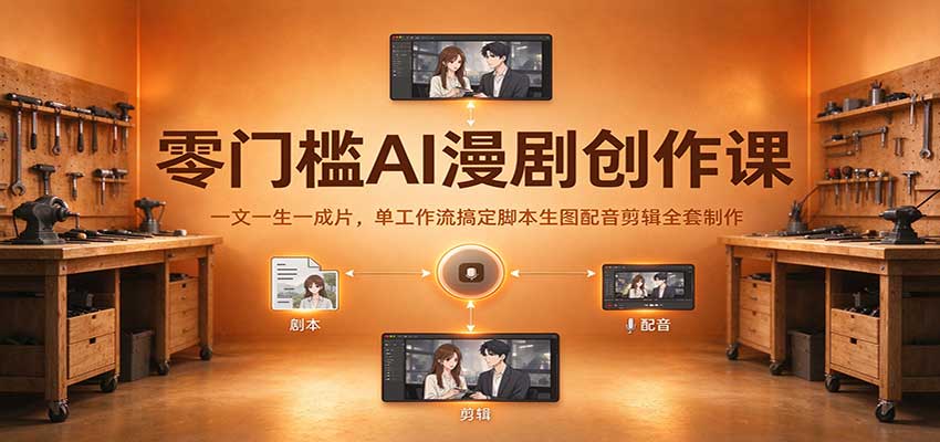 零门槛AI漫剧创作课：一文一生一成片，单工作流搞定脚本生图配音剪辑全套制作-九节课