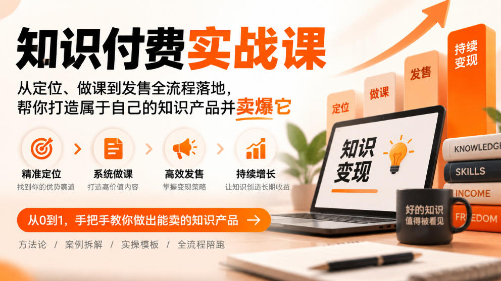 知识付费实战课：从定位、做课到发售全流程落地，帮你打造属于自己的知识产品并卖爆它-九节课