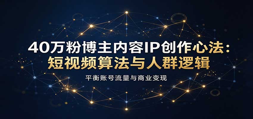 40万粉博主内容IP创作心法：短视频算法与人群逻辑，平衡账号流量与商业变现-九节课