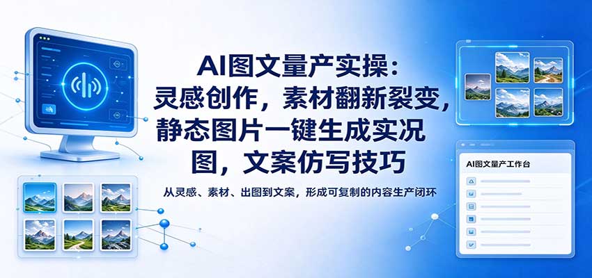 AI图文量产实操：灵感创作，素材翻新裂变，静态图片一键生成实况图，文案仿写技巧-九节课