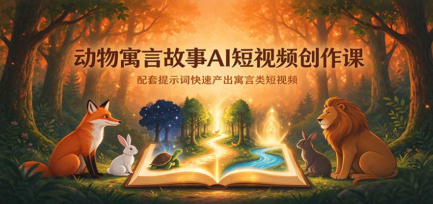 动物寓言故事AI短视频创作课：配套提示词快速产出寓言类短视频-九节课
