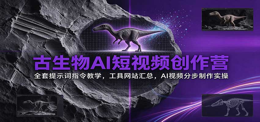 古生物AI短视频创作营：全套提示词指令教学，工具网站汇总，AI视频分步制作实操-九节课